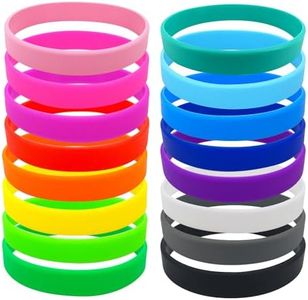 16 Pieces Rubber Bracelets, Silicone Wristbands Bulk, Blank Stretch Rubber Wrist Bands for Adults Men Women Teen Gifts (16 Colors)