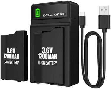BSSING PSP Battery and Charger, 2Pcs 3.6v 1200mAh Lithium Ion Replacement Batteries with Charging Dock for PSP-3000, PSP-3001, PSP-2000, PSP-2001, PSP-3002, PSP-3004, PSP Lite, PSP Slim Console