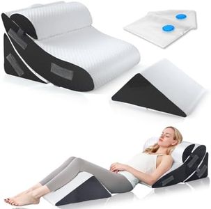 Almohada Cuña Viscoelastica 4 Piezas Para Dormir - Almohada Viscoelastica Antireflujo Quirúrgica - Cojin Cuña Espuma para Respaldo Piernas, Espalda, Cabeza y Cuello - Almohada de Lectura