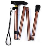 Iktu Automatic Magnetic Snap-Out Folding Crutch Walking Cane Folding Stick with Adjustable Length (33-37 Inch) (Copper)