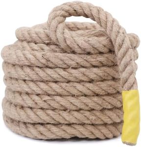 Jute Rope,1 1/2inch x 100 Ft Natural Twisted Manila Heavy Duty Hemp Ropes for Crafts,Swing for Tree,Gardening, Bundling, Hammock, Nautical, Tug of War, Railings, Home Decorating