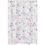 Sweet Jojo Designs Lavender Purple, Pink, Grey and White Bathroom Fabric Bath Shower Curtain for Watercolor Floral Collection - Rose Flower