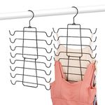 OMHOMETY 2 Pack Tank Top Hanger for Wardrobe,Multi Space Saving Bra Hanger, Foldable Metal Hanging Clothes Holder, Wardrobe Storage Organiser, Black