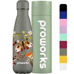 Proworks Performance Stainless Steel Sports Water Bottle | Double Insulated Vacuum Flask for 12 Hours Hot & 24 Hours Cold Drinks For Home, Work, Gym & Travel - BPA Free - 500ml - Autumn Forest