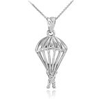 Solid 925 Sterling Silver Skydiving Parachuter Pendant Necklace, 18"