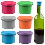 Silicone Wine & Beer Bottle Caps – Replaces a cork – Air Tight Seal – Reusable – Bottle Lid/Sealer/Topper/Saver/Cover/Stopper – Fits standard Wine and Beer Bottles (Assorted - 6 Pack)