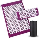 Acupressure Mat Generise Accupressure Body Mat and Pillow Set for Men & Women - Back, Neck and Muscle Pain Relief - Includes Travel Bag with Adjustable Strap (Purple with White Spikes)