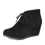 DREAM PAIRS Tomson Women's Casual Fashion Outdoor Lace Up Low Wedge Heel Booties Shoes Black Size 9