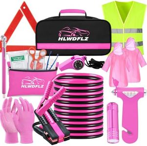HLWDFLZ Car Roadside Emergency Kit - 17pcs Winter Traveler Safety Road Side Assistance Kits, Car Kit Essentials for Men, Women, Teen
