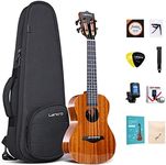 Lankro 23 Inch Solid Mahogany Ukulele Concert for Beginners Pack, Professional Ukeleles for Adults Kids Beginners Stringed Musical Instruments Bundle Kit with Gig Bag Tuner Strings Picks and Strap