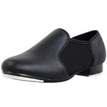 flexdans Black Tap Shoes PU Leather Slip On Tap Shoe Dance Shoes for Women and Men F001 Black 40