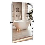 Hamilton Hills 50.8x76.6cm Frameless Pivot Mirror for Bathrooms - Decorative Wall-Mounted Rectangular Mirror with Oil Rubbed Bronze Rounded Wall Brackets - Ideal for Vanity, Bedroom, Washroom - Black