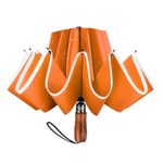 Lejorain Large Reverse Umbrella -50 Inch Windproof Folding Inverted Umbrella - Upside Down with Safety Reflective Strip (7.orange)