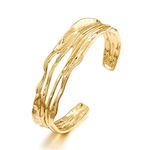 LILIE&WHITE Gold Bangle Gold Cuff Bracelets For Women Chunky Gold Bangle Gold Bracelet Gold Open Cuff Bangles Adjustable Gold Bracelets Irregular Bangle Bracelets