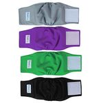 Teamoy 4pcs Reusable Wrap Diapers for Male Dogs, Washable Puppy Belly Band (XS, Black+ Gray+ Green+ Purple)