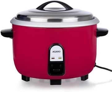 AGARO Regency Electric Rice Cooker, 5L, Aluminium Inner Pot, Stainless Steel Lid, 1500W, Keep Warm Function, Measuring Cup, Spatula, Red