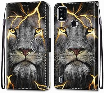 Laybomo Cover for ZTE Blade A51 Case, Leather Flip Wallet Magnetic Closure Protection Design with [Card Slots] & [Kickstand] for ZTE Blade A51 Phone Case, Lightning Tiger