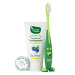 Mother Sparsh Toothpaste for Kids-50g, Blueberry (With Free Toothbrush) | Strengthens Gums, Whitens Teeth | Preservative & Fluoride Free Baby Toothpaste | Anti Cavity + Enamel Care