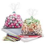 200 Pack Clear Plastic Cellophane Bags - Goodie Bags | 9X12 With 4" Twist Ties | Candy Bags | Cookie Bags | Treat Bags | Clear Gift Bags | Cellophane Treat Bags