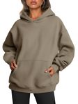 Trendy Queen Womens Oversized Hoodies Fleece Sweatshirts Long Sleeve Sweaters Pullover Fall Outfits with Pocket, Light Coffee, Large