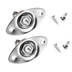 2pcs Oval Guitar Pickup Input Output Plate Jack Plug Socket 6.35mm With 2 Mounting Screws for Electric Guitar Replacement (Silver)