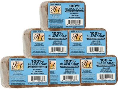 RA Cosmetics 100% African Black Soap - Cucumber/Melon 5 oz. (Pack of 6)