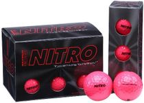 Long Distance Golf Balls (12PK) All Levels-Nitro Maximum Distance Titanium Core 85 Compression High Velocity Spin Control USGA Approved-Total of 12-Hot Pink