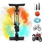 Bike Pump, LYGZTing Ergonomic Bike Floor Pump Bicycle Tire Inflator Bicycle Air Pump Portable Inflator Pump with Gauge & Smart Valve Head,Compatible with Universal Presta and Schrader Valve