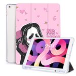 Vozehui Case for iPad 10.2 inch 9th&8th&7th Generation Pink Case with Pencil Holder, Auto Sleep/Wake for iPad 7/8/9 Ghost Scary Face Case for Women Men Kids Girls Boy Cartoon, 2021/2020/2019, Pink