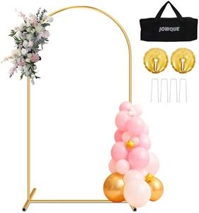 Heavy Duty Metal Arch Backdrop Stand, 7.2FT Stable Gold Arch Stand with Ground Stakes and Water Bags, Balloon Arch Stand for Wedding Party Baby Shower Photo Flower Arch Decration (7.2FT)