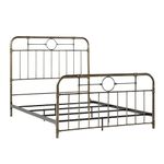 Walker Edison Furniture AZQMPBR Vintage Metal Iron Pipe Queen Size Bed Headboard Bedroom, Queen, Bronze Gold