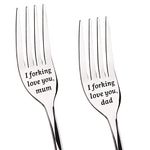 Gifts for Mum and Dad Dinner Forks, Stainless Steel Forks Pack of 2 Set, Funny Anniversary Wedding Gifts, Birthday Christmas Valentines Day Gifts for Parents