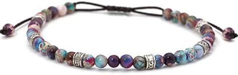 Suyi Beaded Bracelets Adjustable Handmade String Bracelet Bohemian Colorful Stone Strand Bracelet for Women Color