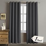 Rose Home Fashion Blackout Sliding Door Curtains, Room Darkening Thermal Insulated Curtains for Living Room Bedroom, Sliding Glass Door Drapes, 1 Panel, W52 x L96, Dark Grey