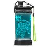 YuanDian 3D Glowing Water Bottle with 3D Monster Truck Design- 14 OZ Tritan BPA Free - Cool Drinking Cups Gift for School Kids Boy Girl Child Christmas Holiday