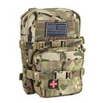 Tactical Mini Molle Hydration Pack,Molle Hydration Carrier with IFAK Pouch&US Flag&Med Patch,Hydropack for 2L Water Bladder (CP)