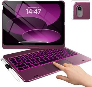 typecase Touch iPad 11th 10th Generation Case with Keyboard (11" 2025, A16 & 10.9" 2022) – 360° Rotatable, 11-Color Backlit, Multi-Touch Trackpad, Pencil Holder, Thin & Light – Raspberry
