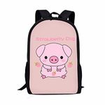 Showudesigns Pig Backpack for Girls Kids School Bag Packs High School Teenage Satchel Travel Daypack Heavy Duty 17 inch Cute Piggy Pink