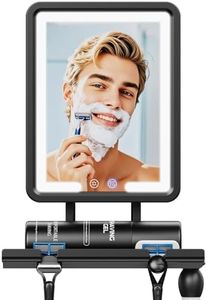 Heated Shower Mirror Fogless for Shaving 2025 New, 3 Colors Stepless Dimmable Lights Anti Fog Shower Mirror, Fog Free Mirror for Shaving with Razor Holder for Men, NO-Drilling, Removable - Black