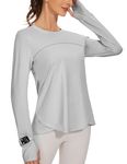 IECCP Long Sleeve Workout Tops for Women Crewneck Yoga Shirts Lightweight Athletic Gym Running Sport Casual T-Shirt