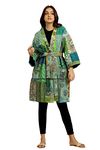Ravaiyaa - Attitude is everything Cotton Women's Nightdress Hand Kantha Patchwork Bathrobe Bikini Cover up Bath wear Sleepwear Intimates Sleep Robe (Green)