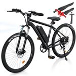 Finbike M10/M10S Electric Bike Adults, 26" Electric Mountain Bicycle with Removable Battery, 60/75 KM Range, 5 Speed Levels & 7-Speed Derailleur, LCD Display, E-Bike for Adults