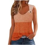 oelaio Womens Workout Tank Tops Summer Tank Top for Women Loose Fit Trendy Floral Printed Scoop Neck Sleeveless O-Ring Tee,Orange,Large