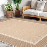 ILANGO Jute Area Rugs 8x10 for Living Room, Woven Washable Outdoor Rugs, Natural Farmhouse Indoor Rugs for High Traffice Areas, Non Slip Carpet with Rubber Backing for Bedroom Dining Table Porch