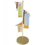 XIMSPHY Freestanding Scarf Display Rack, Metal Scarf Racks, Spiral Scarf Holder, Hijab Stand for Clothing Store Commercial Home, Space Saving Shelves (42x170cm/17x67in, Gold)