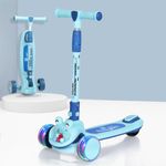 R for Rabbit Road Runner Hopper Foldable Kick Scooter for Kids of 3+ Years, 3 Level Height Adjustment Handle, PU LED Wheels with Rear Brake & Weight Capacity Upto 50 kg | 6 Months Warranty (Blue)