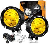 Auxbeam 4In 72W Amber Fog Light, Round Led Offroad Light, 2PCS 7200LM Amber Light Pod with Wiring Harness Kit, Super Bright Driving Light Yellow Spot Beam Light Bar for Jeep Motor SUV ATV UTV Wrangler