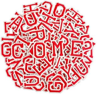 104pcs Red Iron on Letters Patches, Embroidery Fabric Letters Applique Patch for Clothing, Jackets, Jeans, Hats, Backpacks, Socks