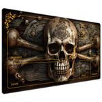 DEGDFSGR for MTG Playmat with Zones 24 x 14 inches for TCG Playmat Non-Slip Rubber Base Commander Playmat for Magic The Gathering Playmat Iorcana Trading Card Game, Pirate Skull Crossbones