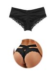 Comfort Knickers for Women Hollow Out Sexy Thongs Lace Hipster Panties Plus Size Briefs Smooth Underwear Black 20 22